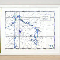 Eleuthera Island Bahamas Map Letterpress art print