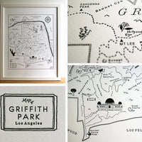 Griffith Park and Griffith Observatory map print. Griffith Park Los Angeles