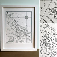 Gulf Islands Vancouver Island Map print