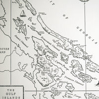Map of Salish Sea with Gulf Islands, Vancouver Island, Salt Spring Island, British Columbia Canada