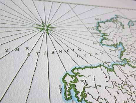 Ireland, Letterpress Map