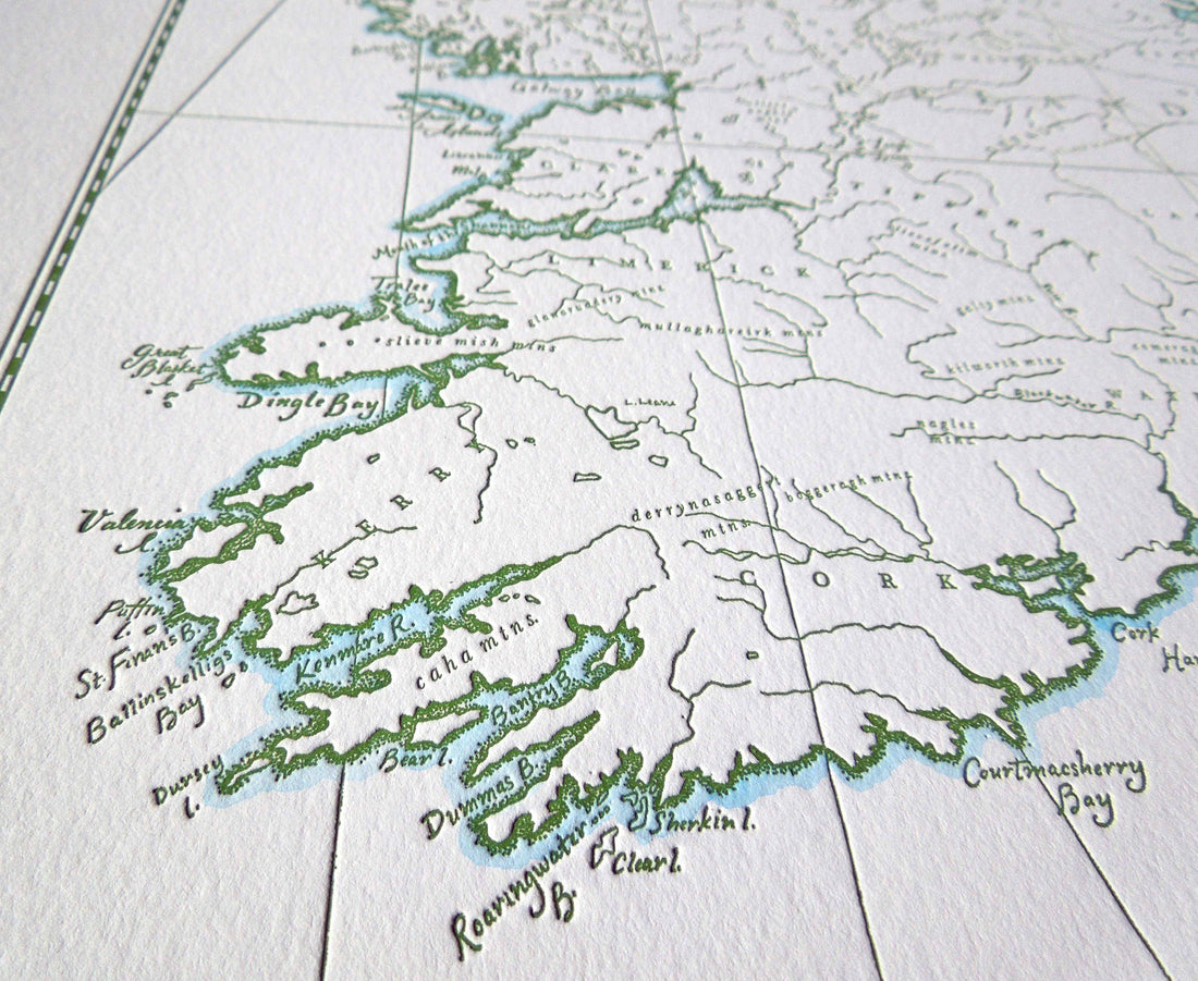 Ireland, Letterpress Map