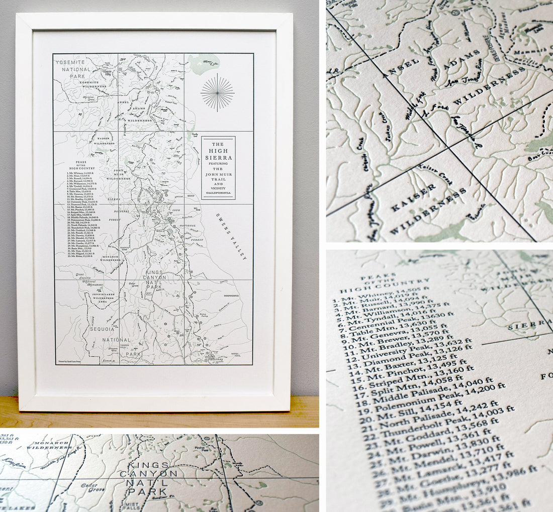 Yosemite map of John Muir Trail 