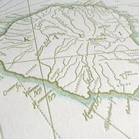 Kauai, Hawaii, Letterpress Map