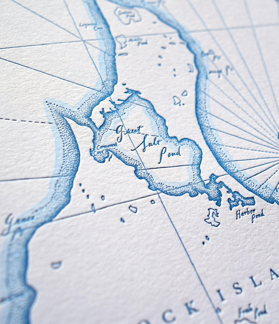 detailed photo of Block Island letterpress map