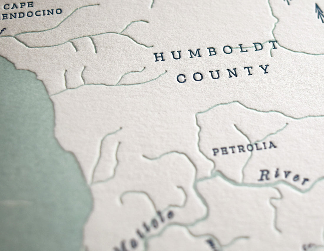California coastline map including huboldt and mendocino county 