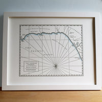 California Coastline map detaiing the area between Malibu and Manhattan beach identifying prominent natural features