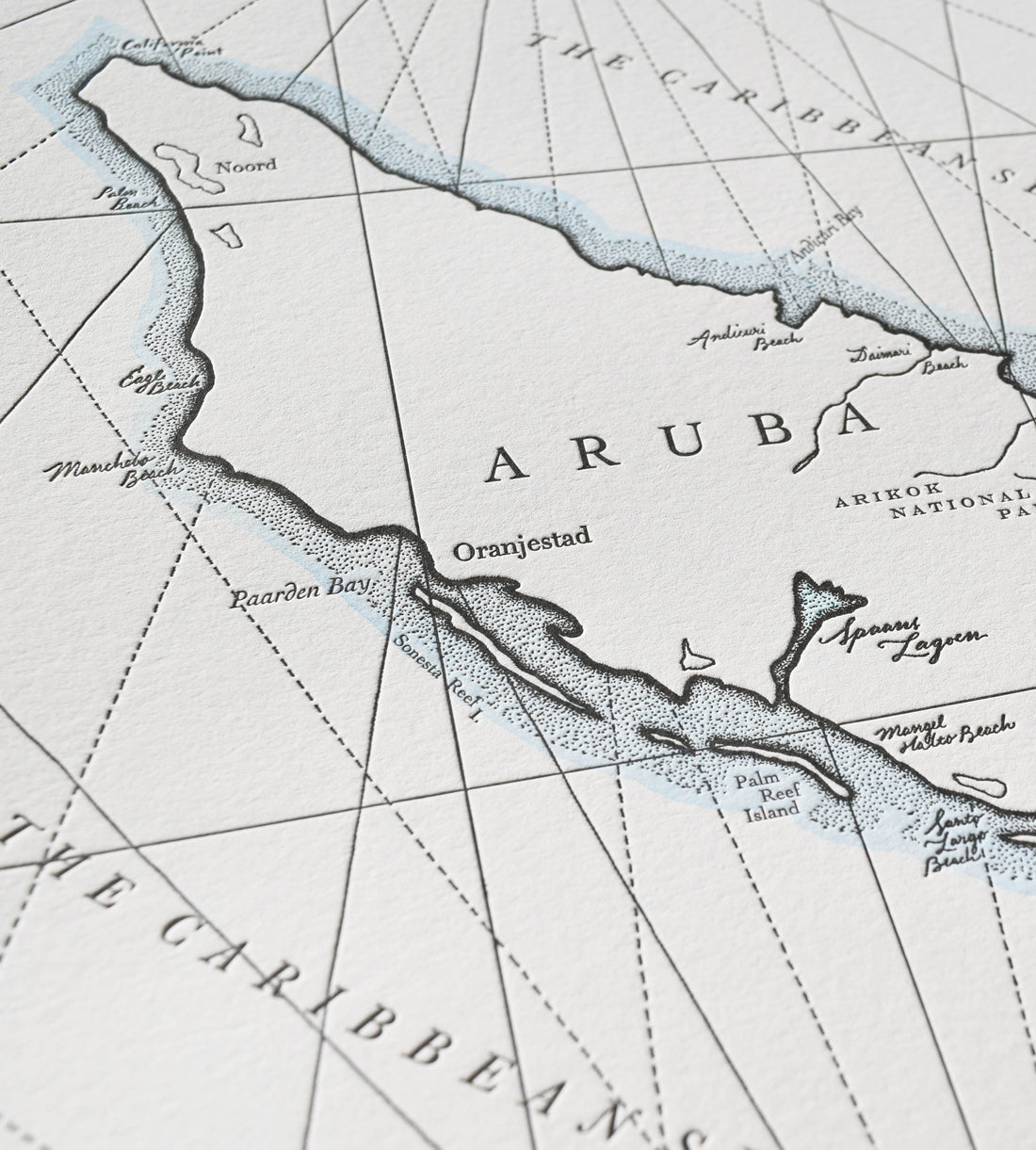 Letterpress art wall decor Aruba print