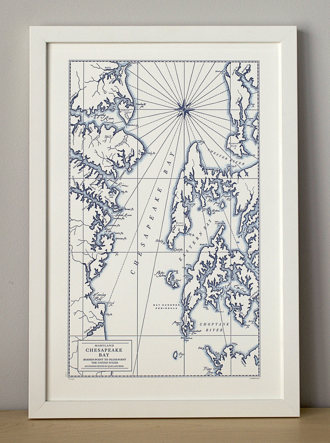 Wall Art framed map print navy