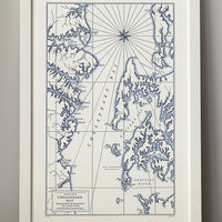 Wall Art framed map print navy