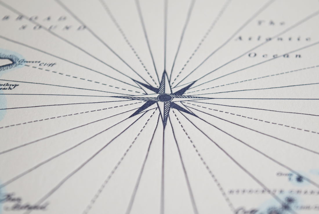 Nautical Map Atlantic Ocean with Compass Rose