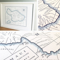 Letterpress Art Maui Hawaii Map Print