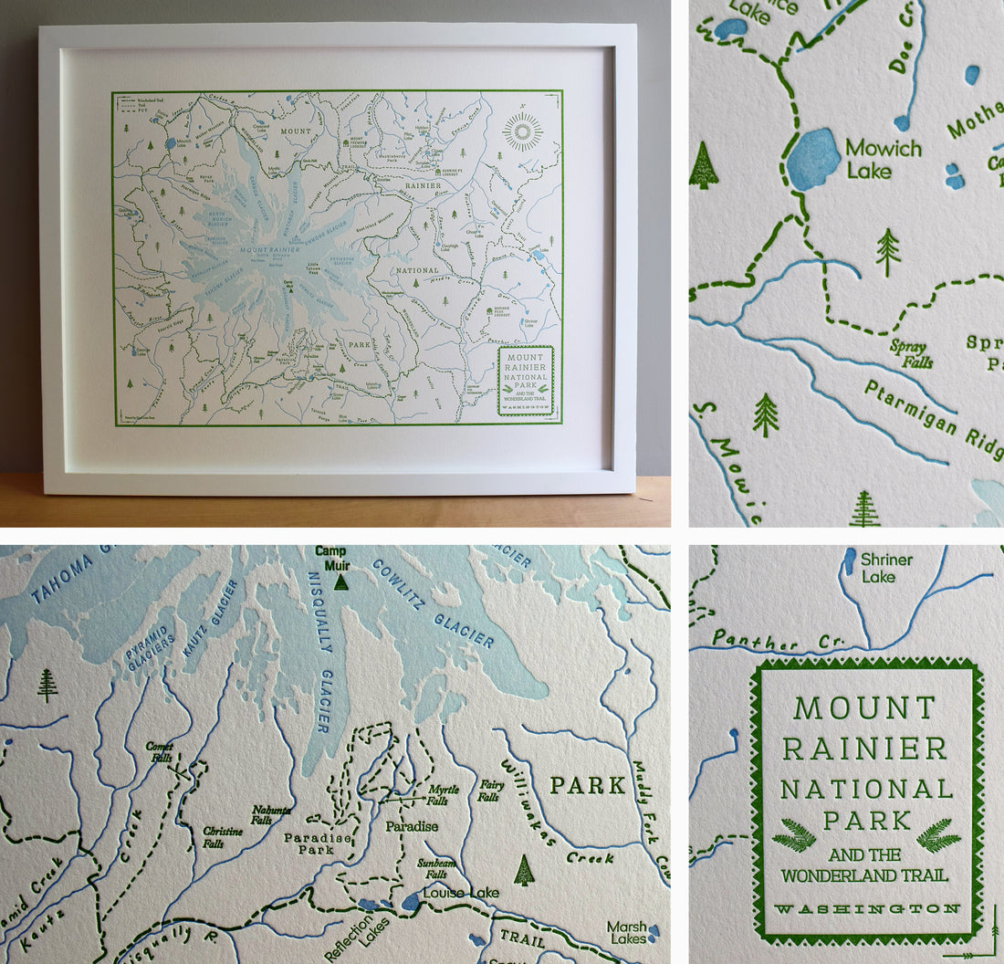 Mount Rainier National Park Map including Wonderland Trail