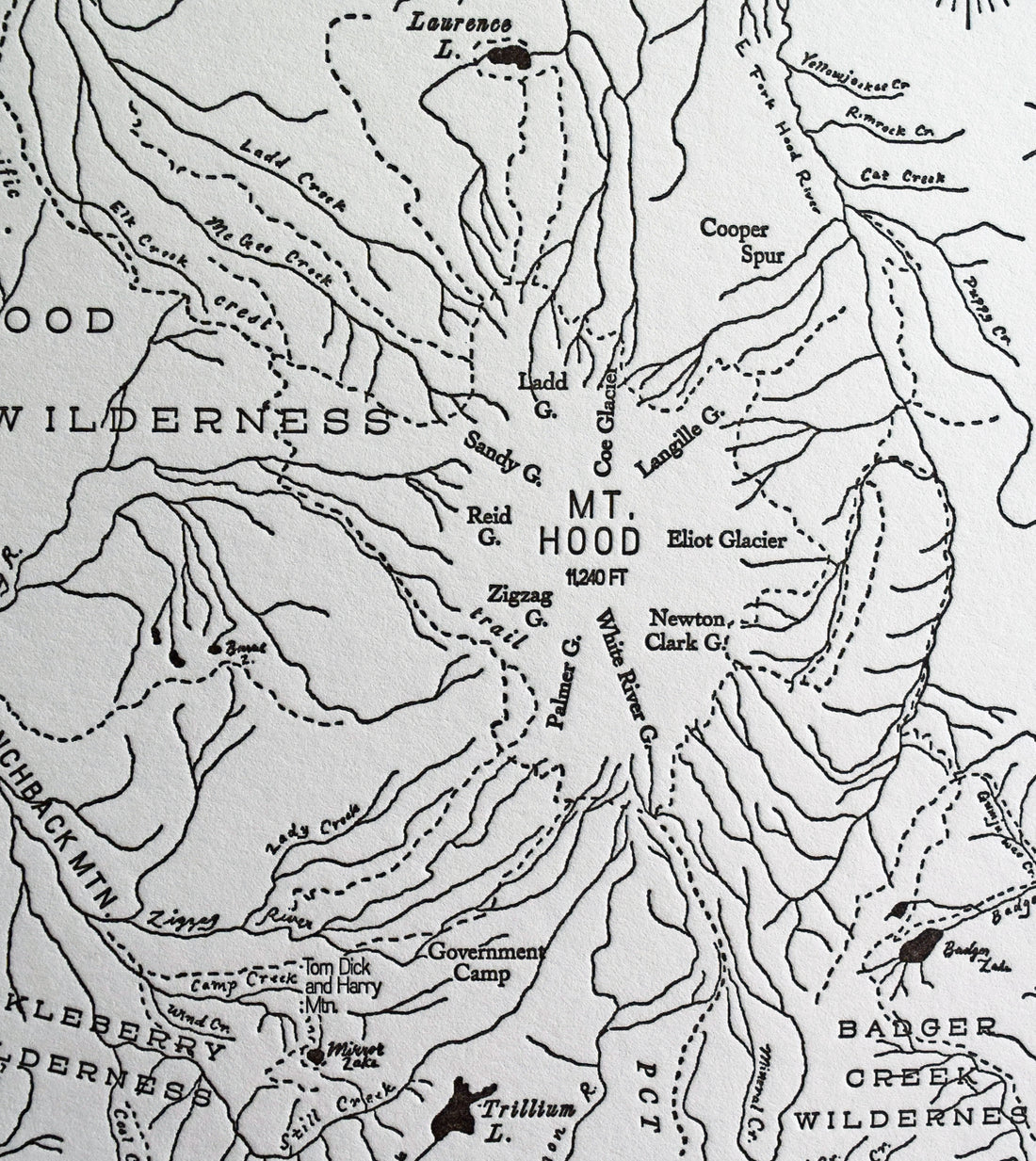 mt hood landscape map including natural featires