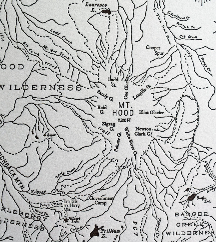 mt hood landscape map including natural featires