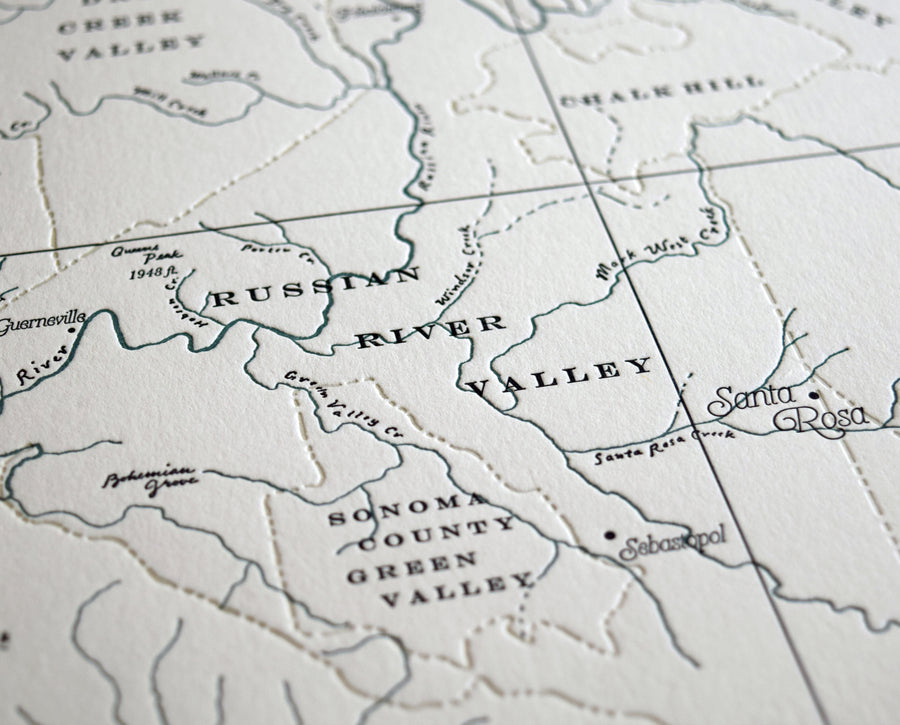 Napa Valley map with surrounding wine country