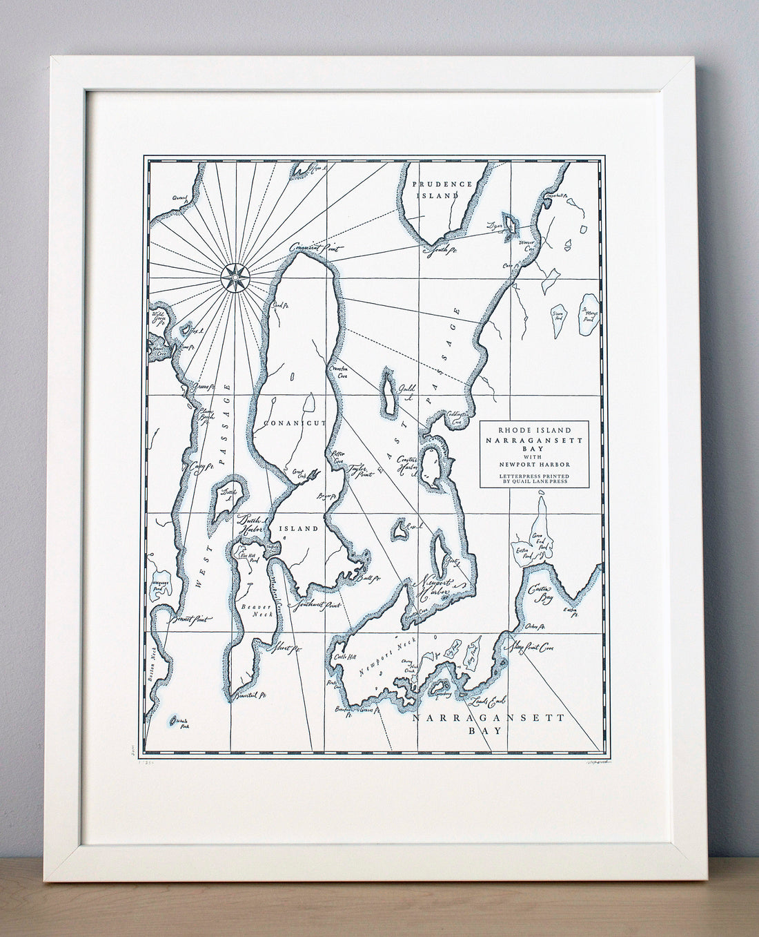 Map of Narragansett Bay Newport Rhode Island Norheastern US