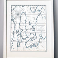 Map of Narragansett Bay Newport Rhode Island Norheastern US