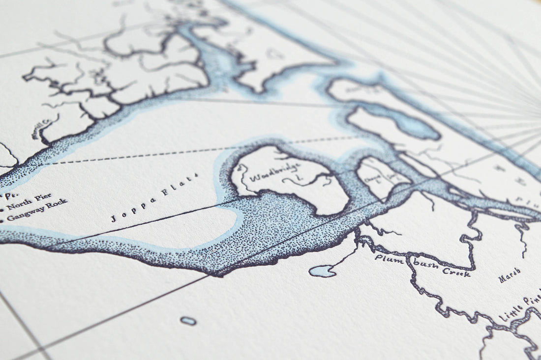 Letterpress print map of Newburyport Massachusetts Northeastern United States Coast
