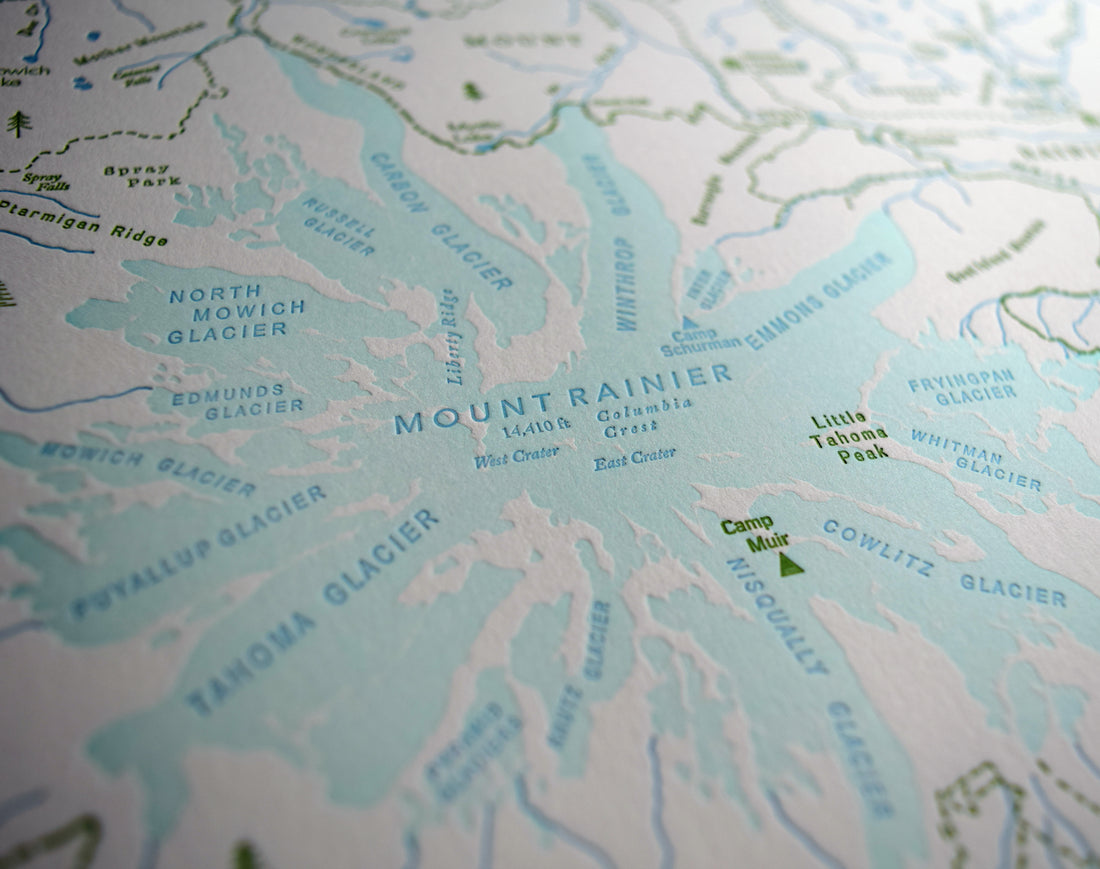 Mount Rainier wilderness map glaciers creeks ridges