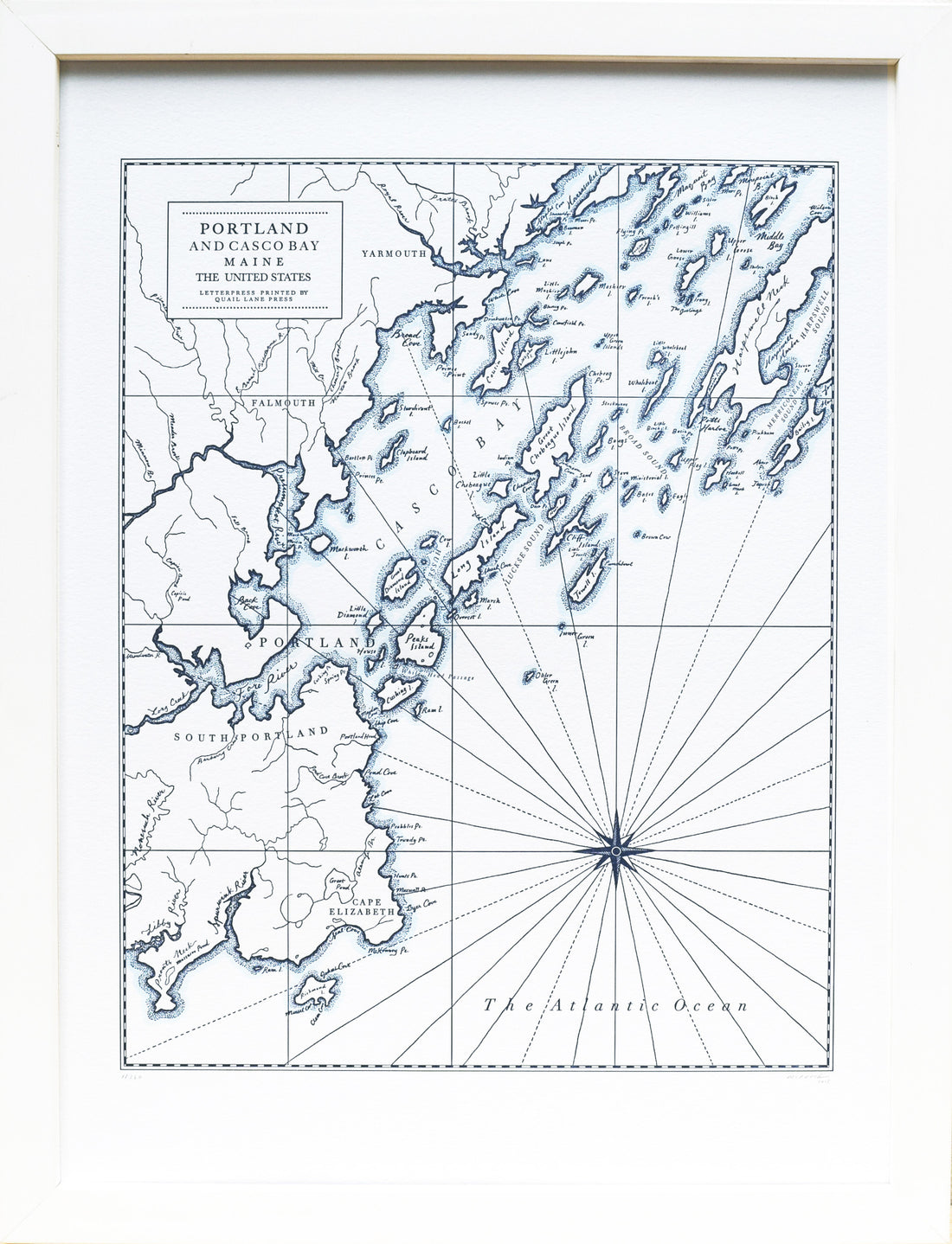 Portland, Maine, Letterpress Map