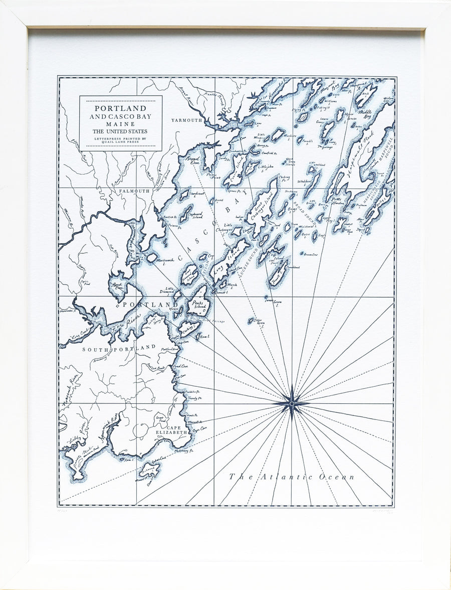 Portland, Maine, Letterpress Map