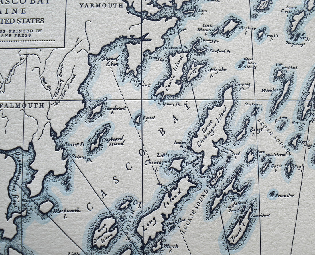 Portland, Maine, Letterpress Map