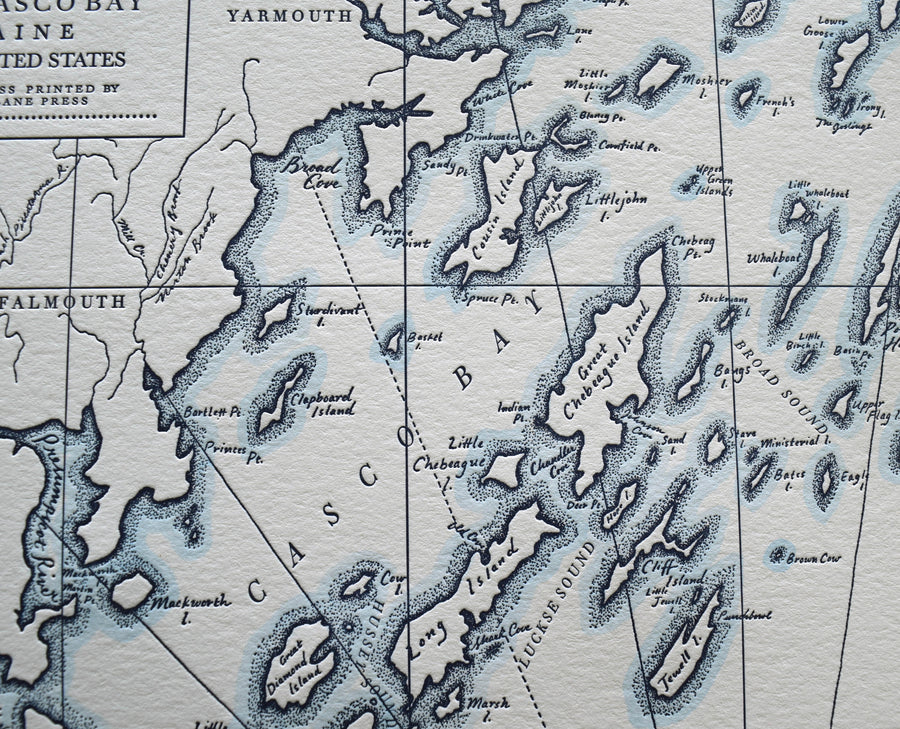 Portland, Maine, Letterpress Map