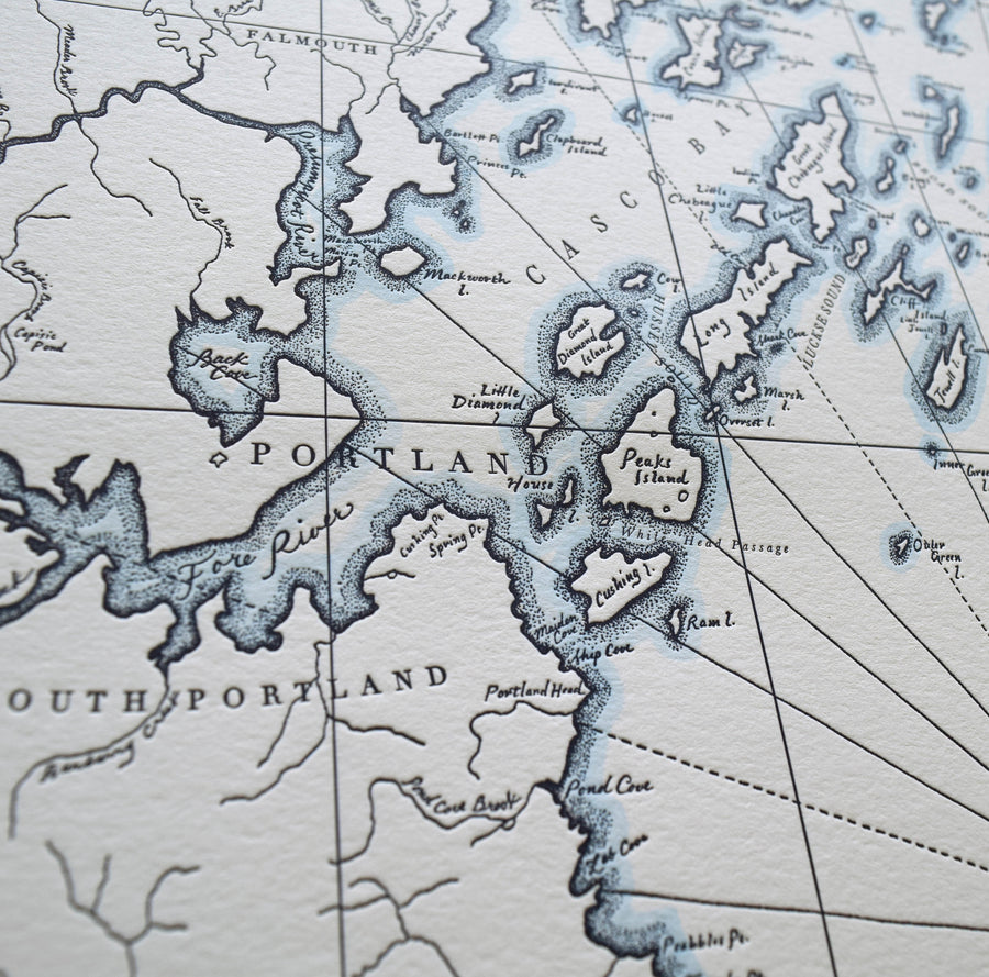 Portland, Maine, Letterpress Map