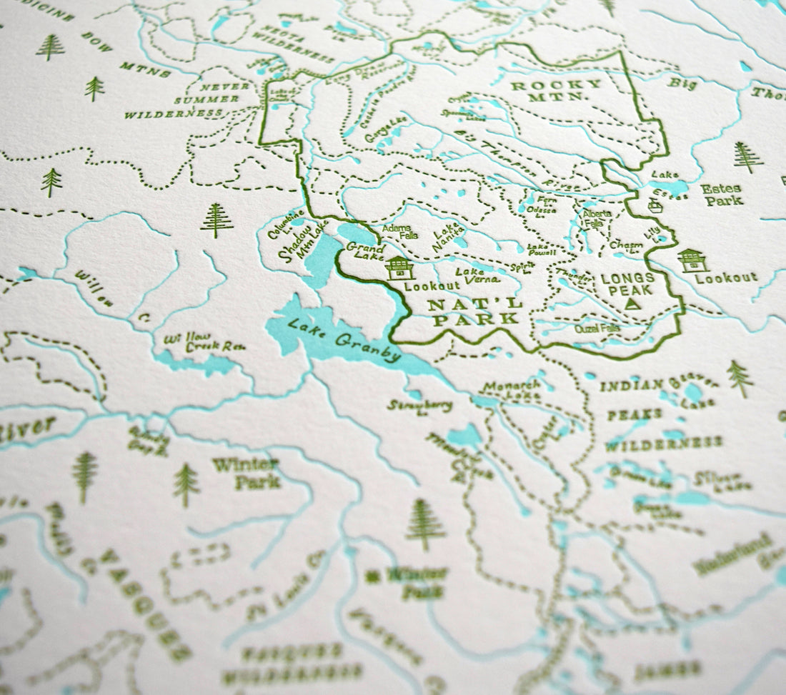 Longs Peak Colorado Map Print Front Range of Colorado Nature Map