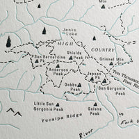 California Mountain Map including the High Country of the San Bernardino Mountains including lakes creeks peaks and trails