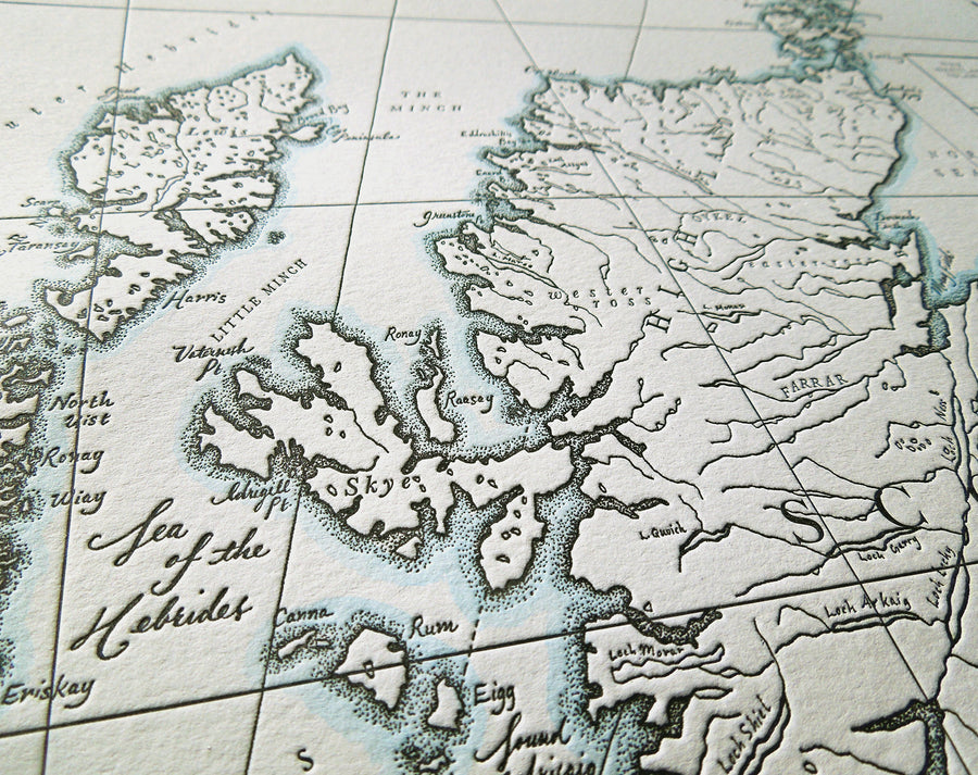 Scotland, Letterpress Map Print
