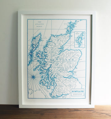 Scotland, Letterpress Map Print