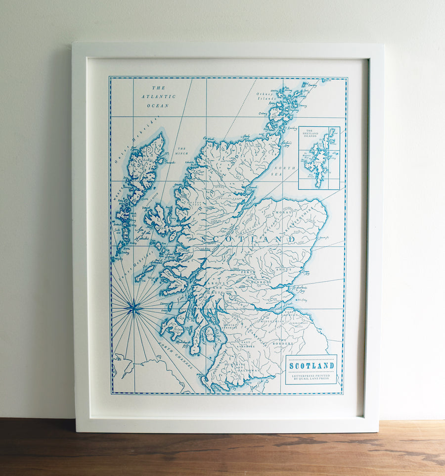 Scotland, Letterpress Map Print