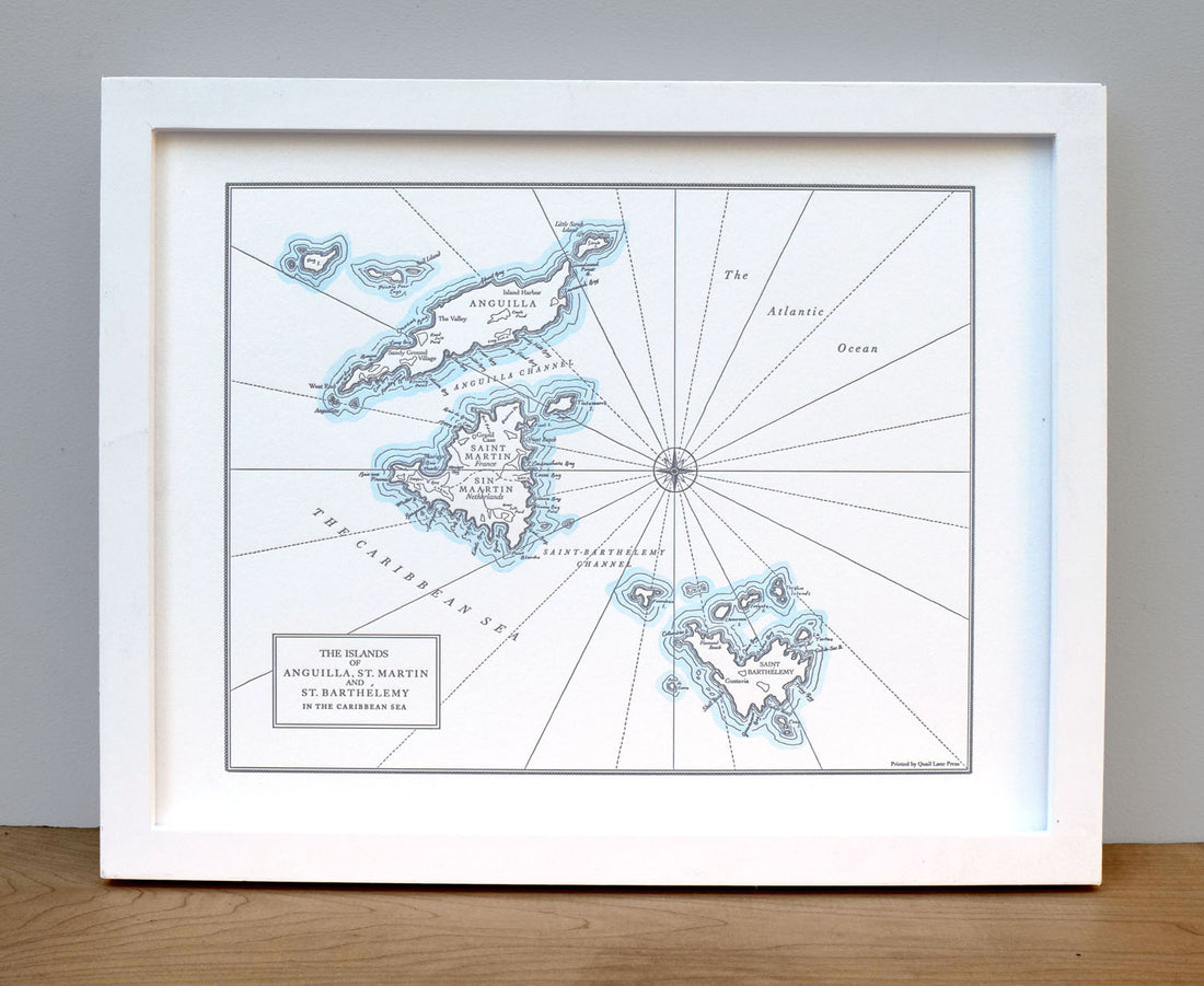 Map of Caribbean Islands including Anguilla St. Marin and St. Barthelemy