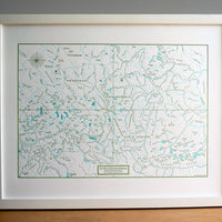 Alpine Lakes Wilderness Letterpress Map Green Ink