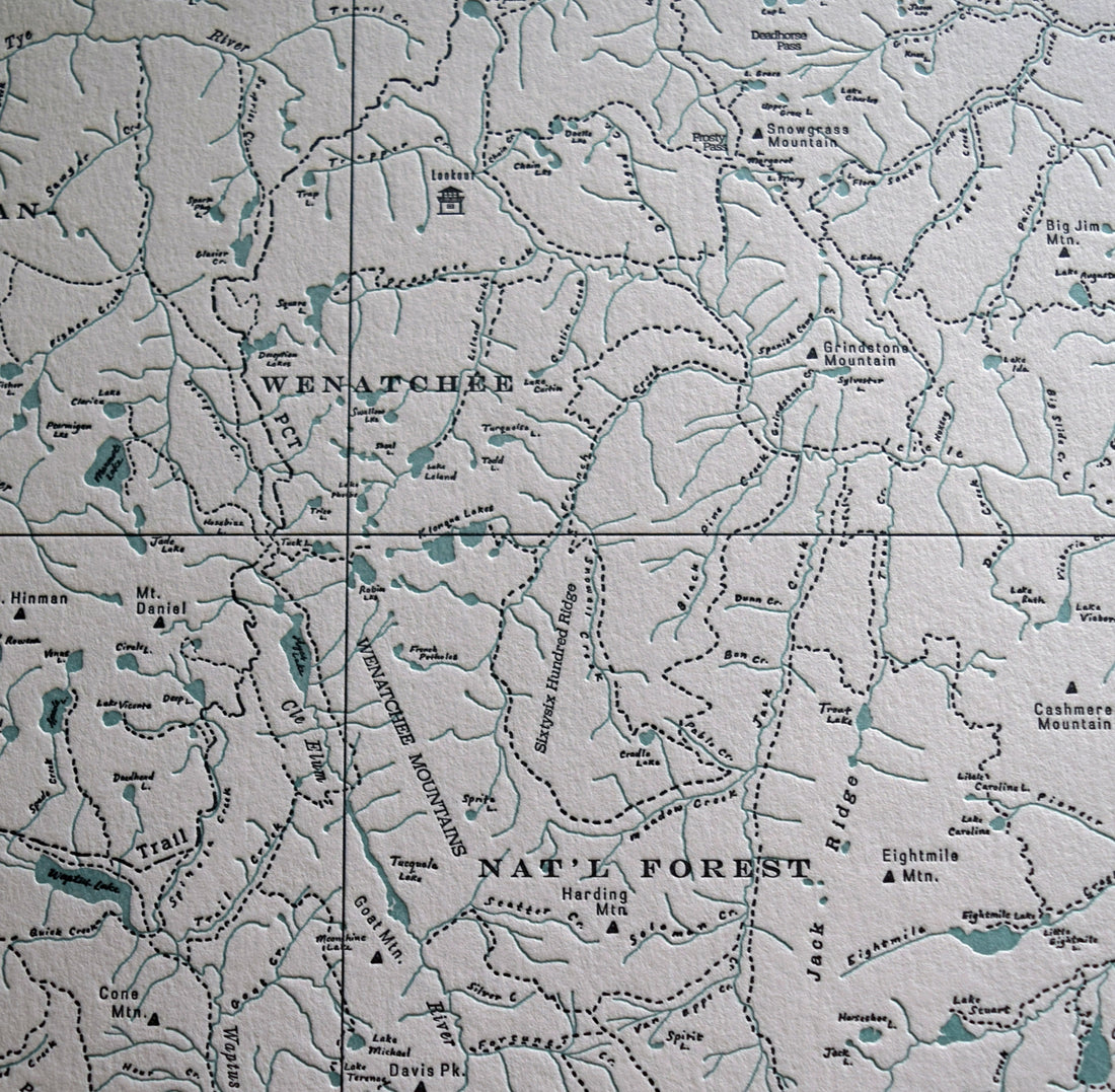 Alpine Lakes Wilderness Washington Letterpress Print