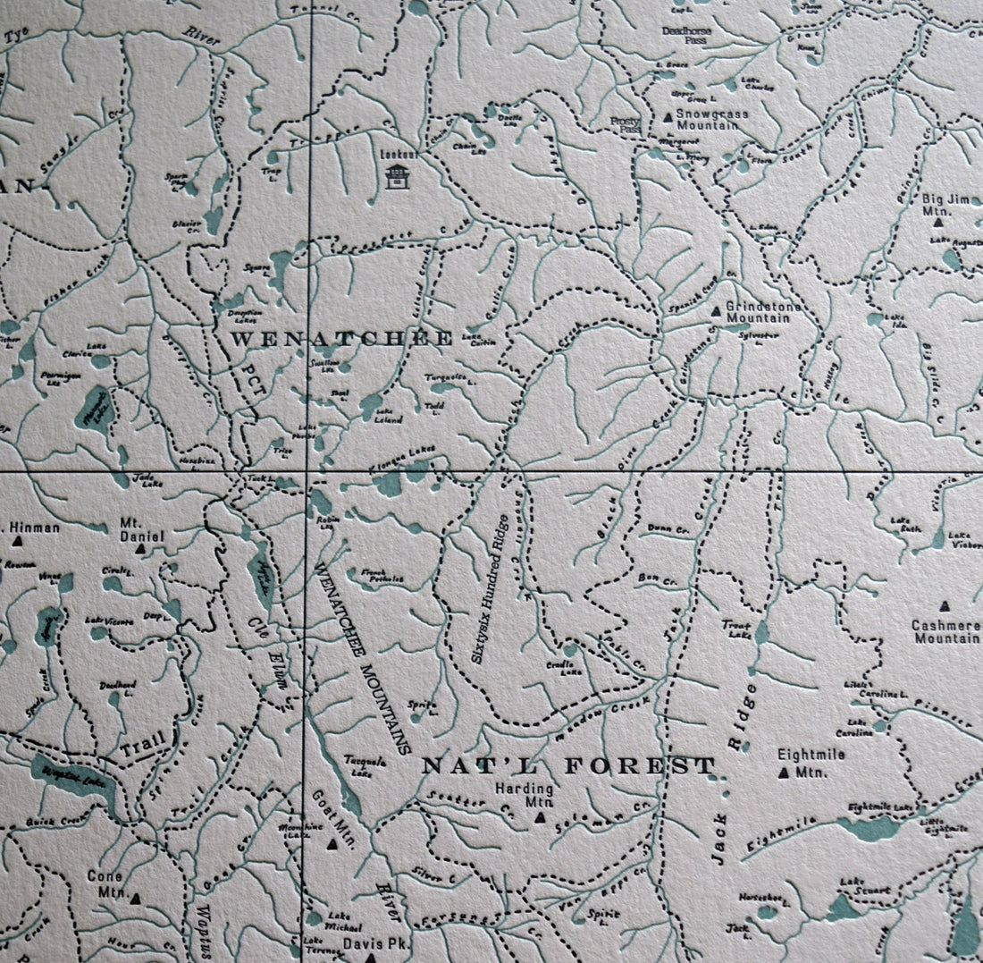 Alpine Lakes Wilderness Washington Letterpress Print