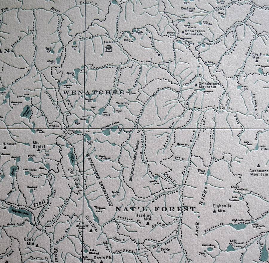 Alpine Lakes Wilderness Washington Letterpress Print
