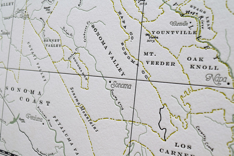 Napa County and Sonoma County Wine Country Map