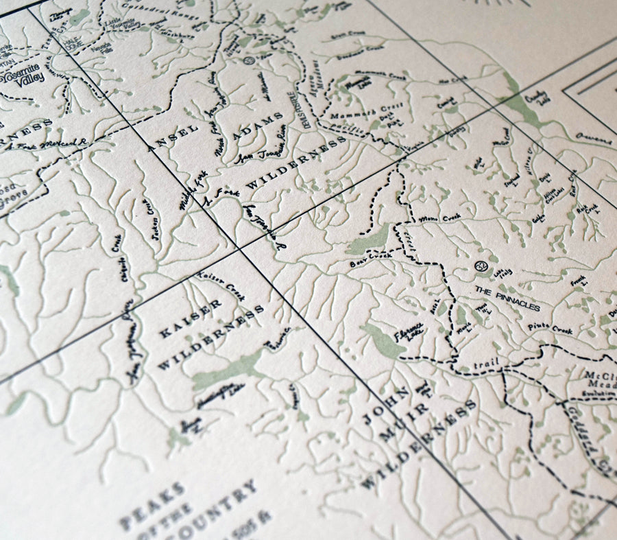 Ansel Adams wilderness Yosemite map