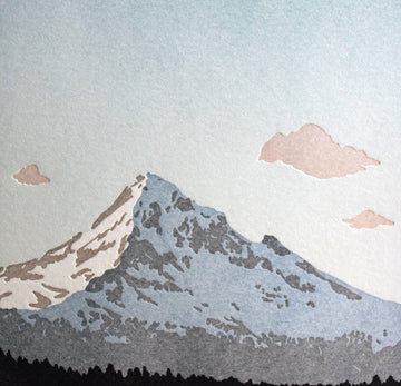 Wyeast (Mount Hood) from Lost Lake, Letterpress Print