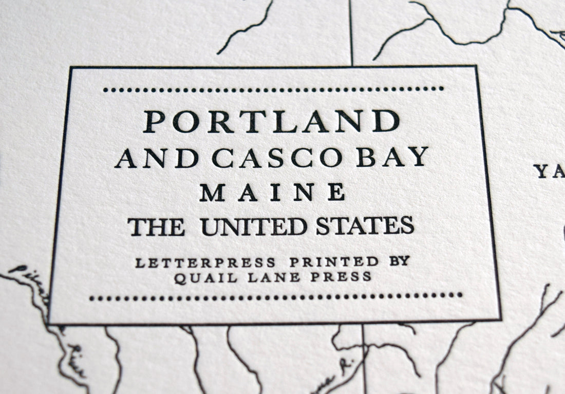 Portland, Maine, Letterpress Map