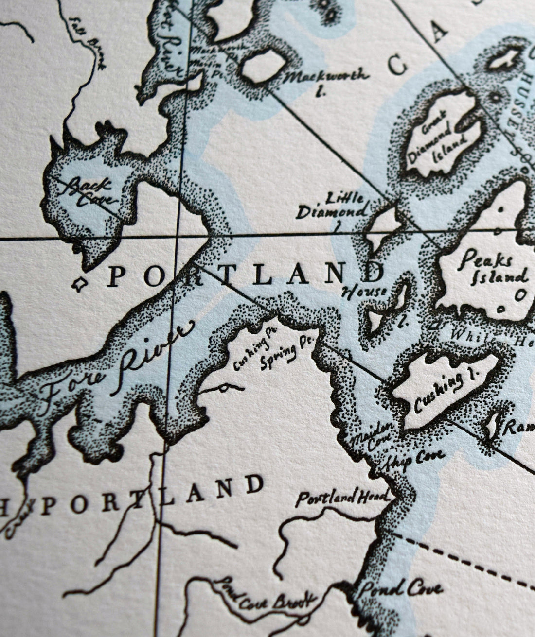 Portland, Maine, Letterpress Map