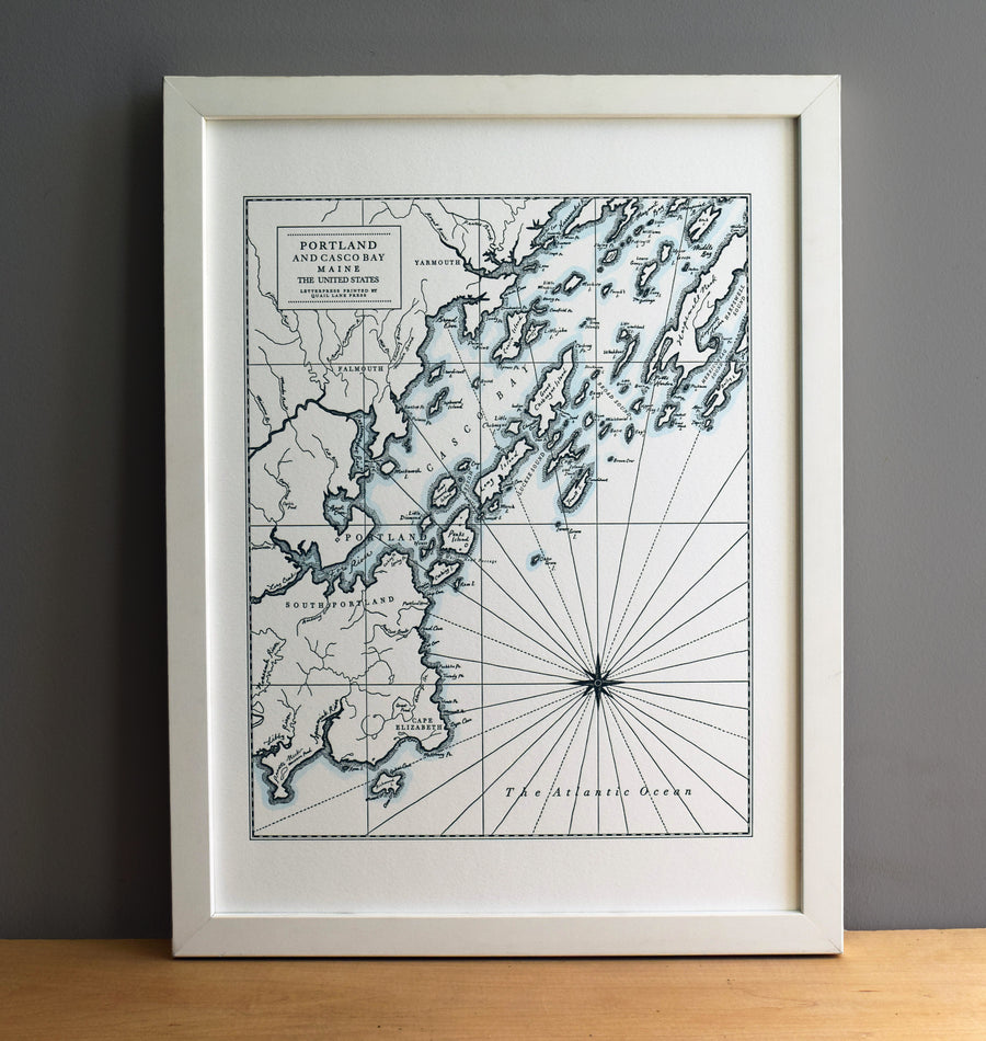 Portland, Maine, Letterpress Map