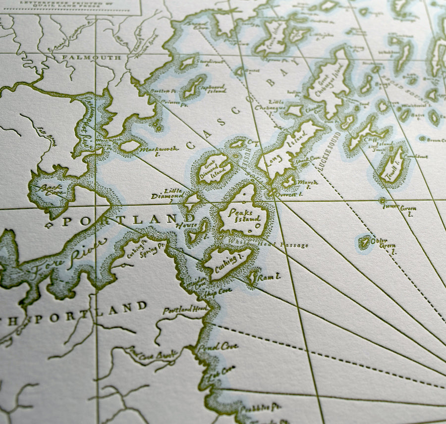 Portland, Maine, Letterpress Map
