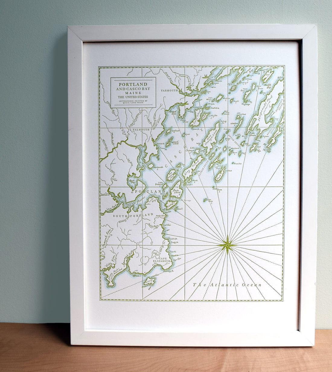 Portland, Maine, Letterpress Map