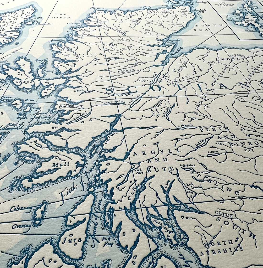 Scotland, Letterpress Map Print