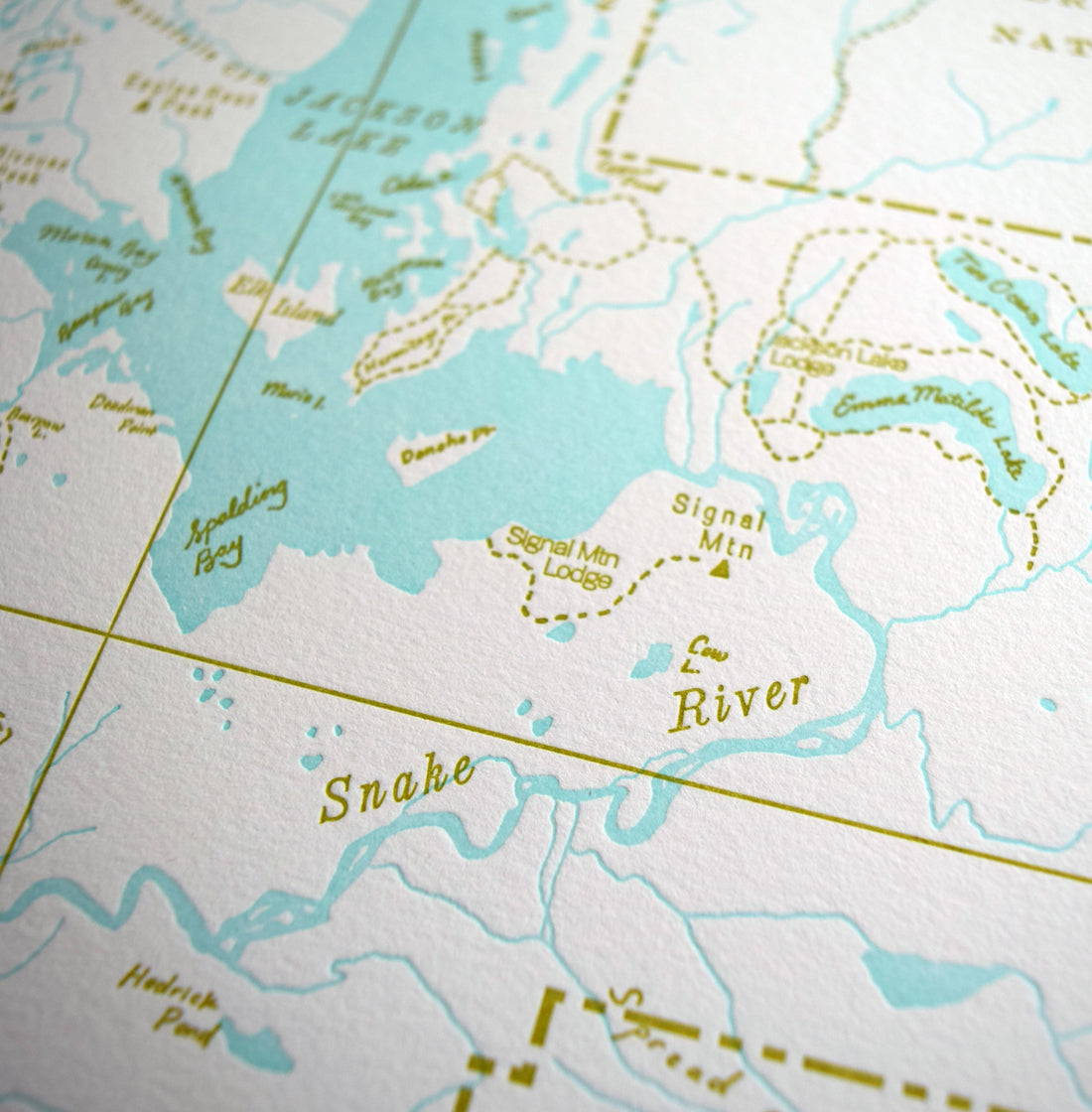 Grand Teton National Park, Jackson Hole, Wyoming, Letterpress Map