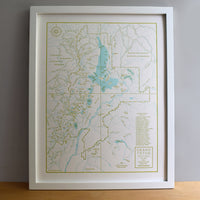 Grand Teton National Park, Jackson Hole, Wyoming, Letterpress Map